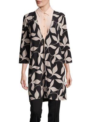 Nipon Boutique Leaf Print Knit Cardigan