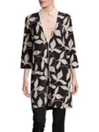 Nipon Boutique Leaf Print Knit Cardigan