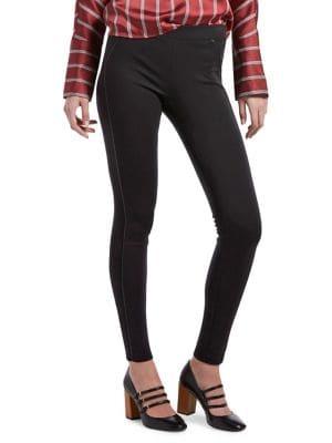 Hue Plus Leatherette Trim Ponte Leggings
