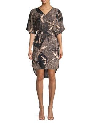 H Halston Printed High-low Dress