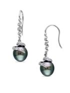 Sonatina Tahitian Cultured Pearl, Diamond, And 14k White Gold Spiral Earrings