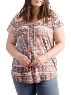 Lucky Brand Plus Tribal-print Tee
