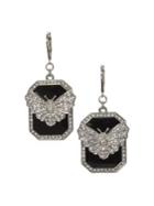 Vince Camuto Silvertone And Glass Stone Butterfly Charm Drop Earrings