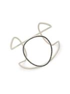 Sole Society Silvertone And Glass Stone Large Cuff Bracelet