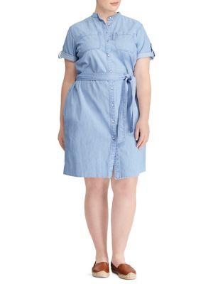 Lauren Ralph Lauren Plus Short-sleeve Denim Shirtdress