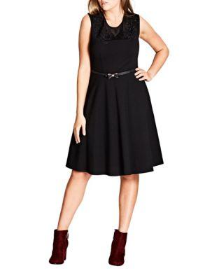 City Chic Plus Embroidered Floral Fit-&-flare Dress