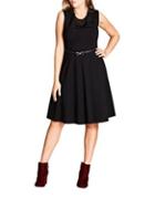 City Chic Plus Embroidered Floral Fit-&-flare Dress