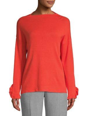 Imnyc Isaac Mizrahi Grenadine Boatneck Ruffle-sleeve Blouse