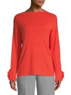 Imnyc Isaac Mizrahi Grenadine Boatneck Ruffle-sleeve Blouse