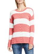 Two By Vince Camuto Cable Knit Striped Pullover