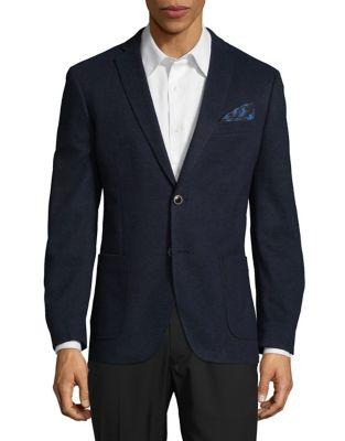 Tallia Orange Slim-fit Textured Knit Sportcoat