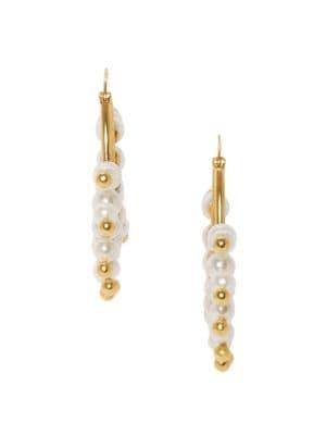 Sole Society Vintage Goldtone & Faux Pearl Statement Hoop Earrings