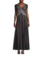 J Kara Embellished Bodice A-line Gown