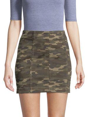 Free People Camo Denim Mini Skirt