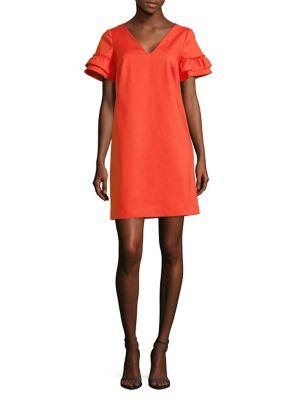 Adrianna Papell Bell Sleeve Cotton Shift Dress