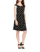 Lauren Ralph Lauren Polka-dot-print Fit And Flare Dress