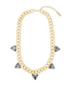 Steve Madden Curb Chain & Gray Faceted Triangle Station Necklace