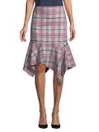 Ellen Tracy Plaid Handkerchief Flounce Skirt