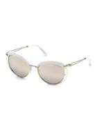 Roberto Cavalli 56mm Round Mirrored Sunglasses