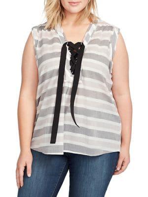 William Rast Plus Aurora Lace-up Top