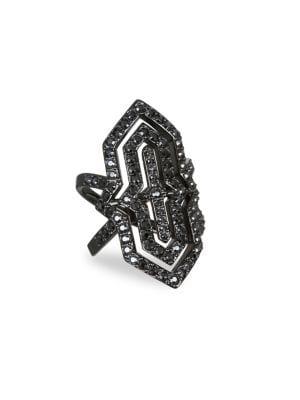 Karl Lagerfeld Black Deco Swarovski Crystal Midi Ring