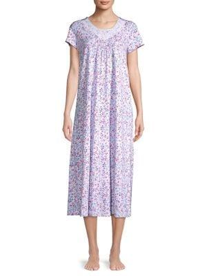 Carole Hochman Short Sleeve Ditsy Print Caftan
