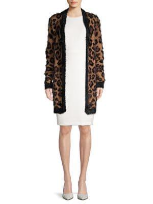Lord & Taylor Leopard-print Faux Fur Cardigan