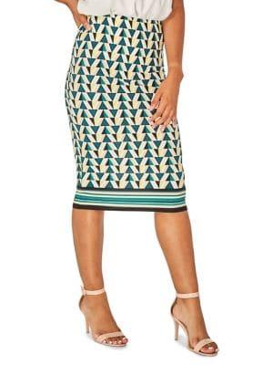 Dorothy Perkins Geometric-print Knee-length Pencil Skirt