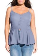 City Chic Plus Softly Buttoned Top