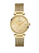 Guess Soho Yellow Goldtone And Crystal Stainless Steel Watch
