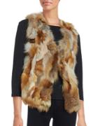 Adrienne Landau Fox Fur-trimmed Knit Vest