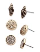 Lonna & Lilly Shell Stud Earrings- Set Of 3-pairs