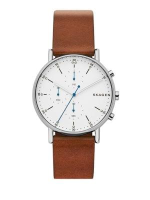 Skagen Signatur Chrono Chronograph Leather-strap Watch