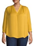 Vince Camuto Plus Three-quarter Sleeve V-neck Blouse