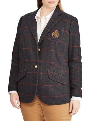 Lauren Ralph Lauren Plus Bullion-patch Tweed Blazer