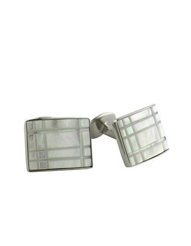 David Donahue Stainless Steel And Mother Of Pearl Rectangle Cufflinks