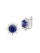 Lord & Taylor Rhodium-plated Sterling Silver, Tanzanite & Crystal Clip-on Earrings