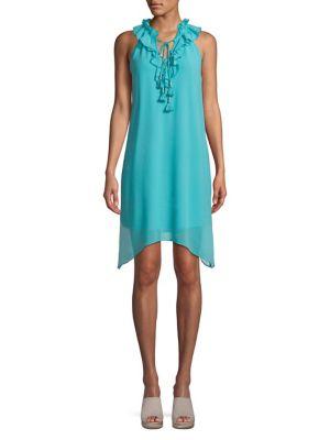 Kensie Crepe Chiffon Asymmetric Dress
