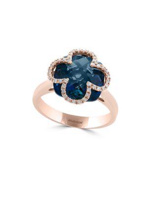Effy Crystal And 14k Rose Gold Ring