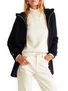 Mango Hooded Zip-front Wool-blend Coat