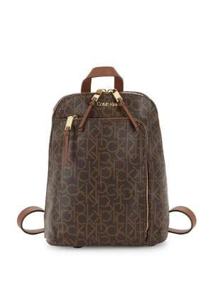 Calvin Klein Large Monogram Hudson Leather Backpack