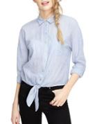 Miss Selfridge Stripe Tie Front Cotton Shirt