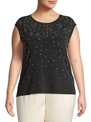 Calvin Klein Plus Embellished Cap Sleeve Tee