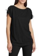 Lauren Ralph Lauren Lace-up Cotton Blend Top