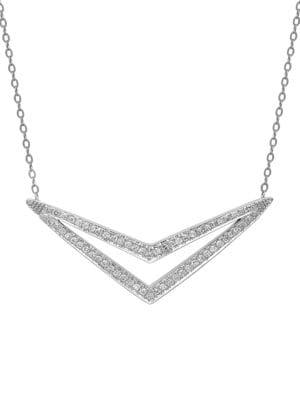 Lord & Taylor 14 Kt. White Gold And 0.17 Tcw Diamond Pendant Necklace