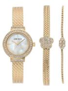 Anne Klein Goldtone Stainless Steel & Swarovski Crystal Bracelet Watch