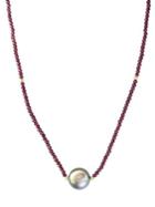 Effy 10mm Black Tahitian Pearl Pendant, Garnet, 14k Yellow Gold Necklace