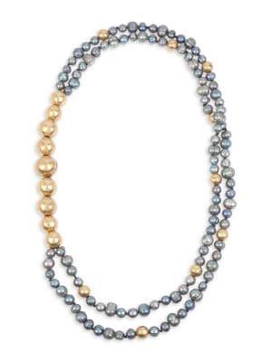 Robert Lee Morris Goldtone & 6mm-10mm Baroque Pearls Double Row Necklace
