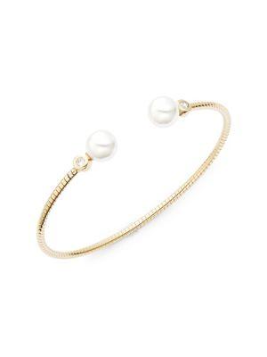 Nadri 18k Goldplated & 8mm White Pearl Flexi Cuff