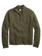 Brooks Brothers Red Fleece Cable-knit Zip Sweater